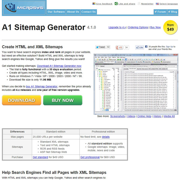 A1 Sitemap Generator Homepage
