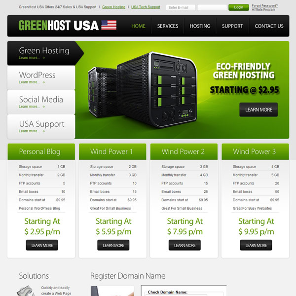 GreenHost USA Homepage