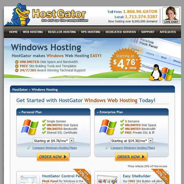 HostGator Windows Hosting