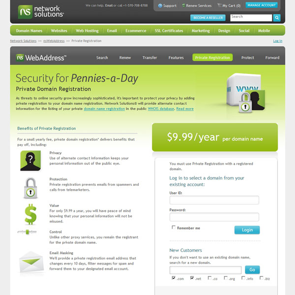 Network Solutions Private Domain Registration