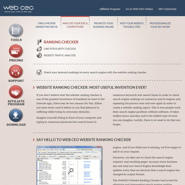 Web CEO Ranking Checker