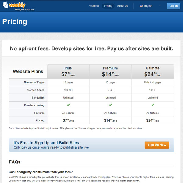 Weebly Pricing